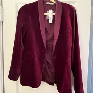 Alice + Olivia Deep Burgundy Velvet Blazer
